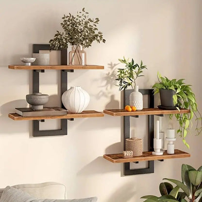 2pcs Wall-Mounted Rectangular Floating Shelves