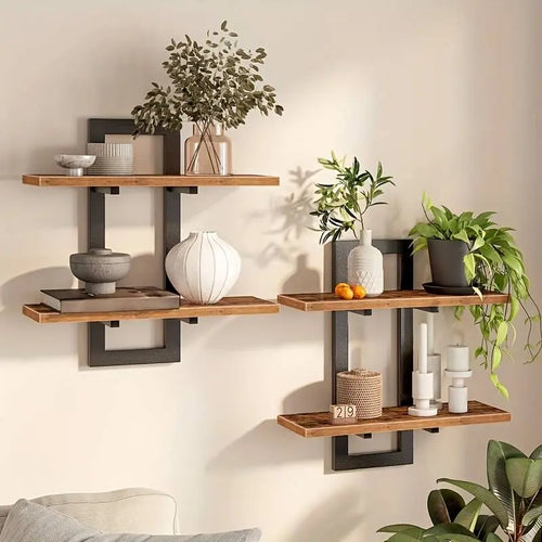 2pcs Wall-Mounted Rectangular Floating Shelves