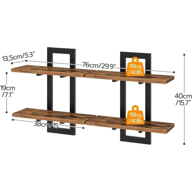 2pcs Wall-Mounted Rectangular Floating Shelves