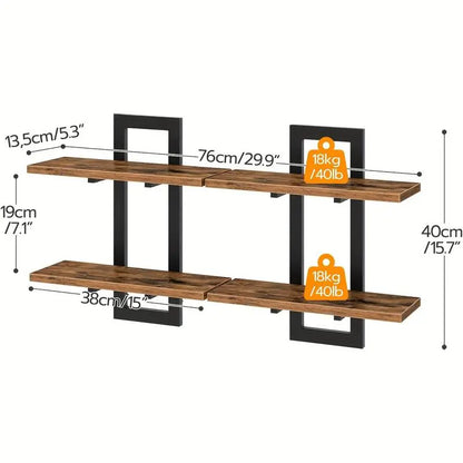 2pcs Wall-Mounted Rectangular Floating Shelves