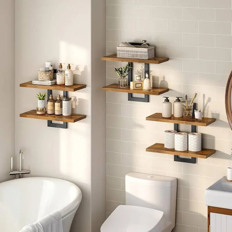 2pcs Wall-Mounted Rectangular Floating Shelves
