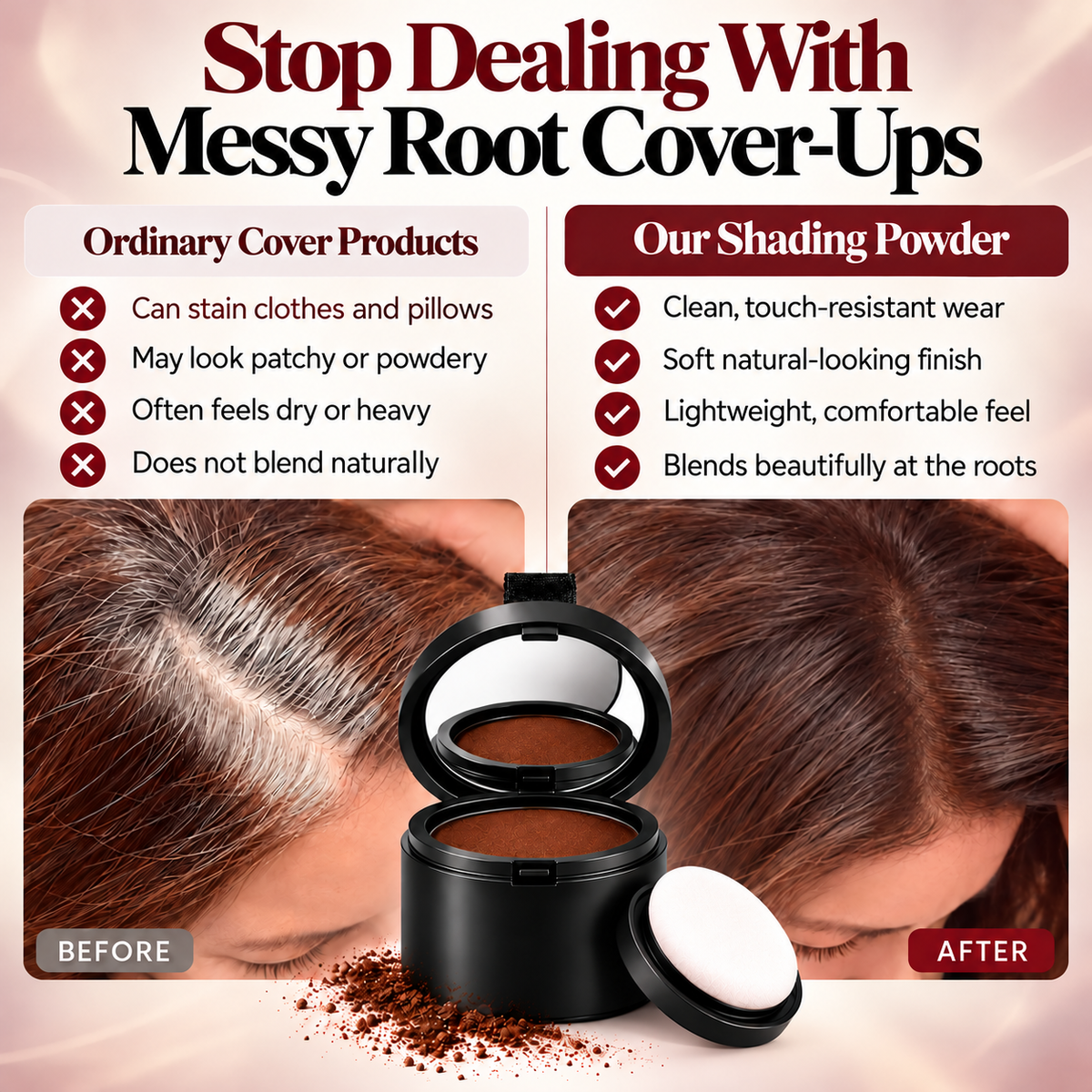 Cover Gray Hair & Roots in Seconds Without Hair Dye – Natural-Looking, Effortless Coverage