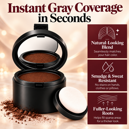 Cover Gray Hair & Roots in Seconds Without Hair Dye – Natural-Looking, Effortless Coverage